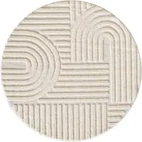 Muratap Japandi art rond vloerkleed boho scandinavisch laagpolig effen - 120 cm rond