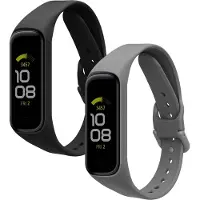 Kwmobile 2x horlogebandjes geschikt voor Samsung Galaxy Fit 2 bandje - Smartwatch bandjes van TPU - Activity tracker horloge band in zwart / leisteen
