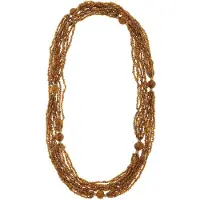 Behave – Lange kralenketting bruin – 120 cm boho look glaskralen
