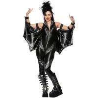 Smiffys Fever Rockstar Jumpsuit Dame Zwart Kostuum - Maat S