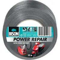 Bison Power Repair grijs rol 50 meter x 48mm, super sterk, reparatietape, duct tape, versterken, afdichten, verbinden, beschermen, geschikt voor binnen en buiten