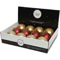 Décoris Kerstballen mix 12st pearl/goud/rood rood Kunststof Kerstbal