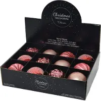 Décoris Kerstballen mix glas ds a 12 stuks roze roze Glas Kerstbal