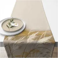 Ambiente Tafelloper Waving Grass Beige beige Katoen Tafellaken