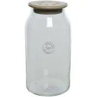Décoris Vaas Glas Ø11-H20cm Schikdeksel Transparant transparant Keramiek Vaas