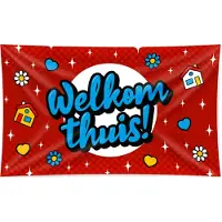 Paper Dreams XXL Gevel Vlag - Welkom Thuis Cartoon Multi multi Polyester Paperdreams Vlag