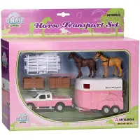 Toys Amsterdam Mitsubishi met paardentrailer en acc. roze 27 cm |