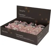 Décoris Kerstballen mix kunststof 8cm 12st roze roze Kunststof Kerstbal