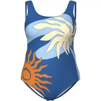 Ulla Popken Badpak lichtblauw / donkerblauw / lichtgeel / oranje