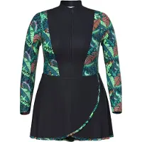 Ulla Popken Badpakjurk bruin / groen / zwart