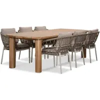 BUITEN living Laredo/Dakota beige/wit dining tuinset | 6 personen | hardhout + touw | 255cm