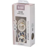 BIBS Studio Colour 2 Pack Pin - Ivory Steel Blue | +0 maanden 1 St Fopspeenketting