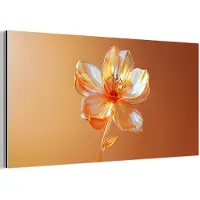 MuchoWow Aluminium schilderij 80x40 cm - Wanddecoratie metaal - Glazen - Bloem - Oranje - Metalen muurdecoratie woonkamer - Decoratie industrieel - Foto op dibond - Industriële accessoires slaapkamer