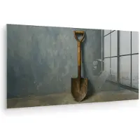 MuchoWow Glasschilderij 80x40 cm - Schilderij acrylglas - Schep - Gereedschap - Schilderij - Foto op glas - Muurdecoratie woonkamer - Wanddecoratie slaapkamer - Schilderijen