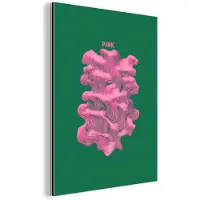 MuchoWow Aluminium schilderij 60x80 cm - Wanddecoratie metaal - Abstract - Pink - Lijnen - Groen - Metalen muurdecoratie woonkamer - Decoratie industrieel - Foto op dibond - Industriële accessoires slaapkamer