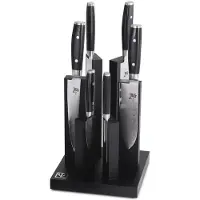 Yaxell Ran Tower 36070, 6-delige messenset met magnetisch messenblok beukenhout zwart