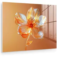 MuchoWow Glasschilderij 160x120 cm - Schilderij acrylglas - Glazen - Bloem - Oranje - Foto op glas - Muurdecoratie woonkamer - Wanddecoratie slaapkamer - Schilderijen