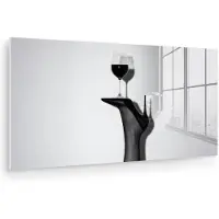 MuchoWow Glasschilderij 120x60 cm - Schilderij acrylglas - Hak - Wijn - Minimalistisch - Zwart - Foto op glas - Muurdecoratie woonkamer - Wanddecoratie slaapkamer - Schilderijen
