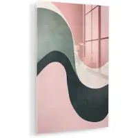 MuchoWow Glasschilderij 20x30 cm - Schilderij acrylglas - Abstract - Golven - Sierlijk - Roze - Foto op glas - Muurdecoratie woonkamer - Wanddecoratie slaapkamer - Schilderijen