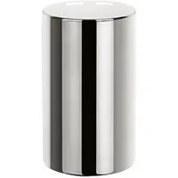 Spirella Badkamer drinkbeker/tandenborstelhouder Sienna - porselein - glans zilver - 7 x 11 cm - Tandenborstelhouders