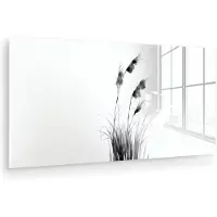 MuchoWow Glasschilderij 120x60 cm - Schilderij acrylglas - Minimalistisch - Stelen - Wit - Foto op glas - Muurdecoratie woonkamer - Wanddecoratie slaapkamer - Schilderijen
