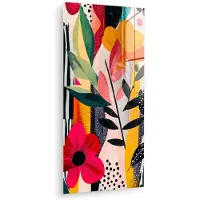 MuchoWow Glasschilderij 40x80 cm - Schilderij acrylglas - Bloemen - Bladeren - Abstract - Kleurrijk - Foto op glas - Muurdecoratie woonkamer - Wanddecoratie slaapkamer - Schilderijen