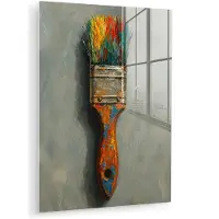 MuchoWow Glasschilderij 120x160 cm - Schilderij acrylglas - Verf - Kwast - Schilderij - Foto op glas - Muurdecoratie woonkamer - Wanddecoratie slaapkamer - Schilderijen