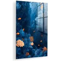 MuchoWow Glasschilderij 100x150 cm - Schilderij acrylglas - Koraalrif - Vissen - Oceaan - Blauw - Foto op glas - Muurdecoratie woonkamer - Wanddecoratie slaapkamer - Schilderijen