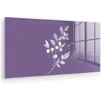 MuchoWow Glasschilderij 80x40 cm - Schilderij acrylglas - Tak - Sierlijk - Bladeren - Minimalistisch - Foto op glas - Muurdecoratie woonkamer - Wanddecoratie slaapkamer - Schilderijen