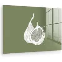 MuchoWow Glasschilderij 180x120 cm - Schilderij acrylglas - Vijgen - Minimalistisch - Getekend - Mosgroen - Foto op glas - Muurdecoratie woonkamer - Wanddecoratie slaapkamer - Schilderijen