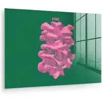 MuchoWow Glasschilderij 60x40 cm - Schilderij acrylglas - Abstract - Pink - Lijnen - Groen - Foto op glas - Muurdecoratie woonkamer - Wanddecoratie slaapkamer - Schilderijen