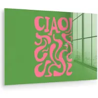 MuchoWow Glasschilderij 180x120 cm - Schilderij acrylglas - Abstract - Roze - Ciao - Vormen - Foto op glas - Muurdecoratie woonkamer - Wanddecoratie slaapkamer - Schilderijen