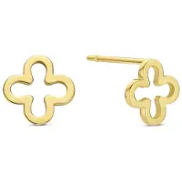 New Bling - 9NBG-0828 - gouden oorbellen klaver - 14 karaat - 6,5 x 6,5mm