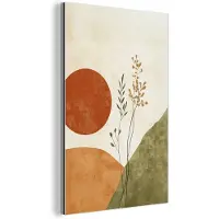 MuchoWow Aluminium schilderij 20x30 cm - Wanddecoratie metaal - Zon - Abstract - Takken - Oranje - Metalen muurdecoratie woonkamer - Decoratie industrieel - Foto op dibond - Industriële accessoires slaapkamer