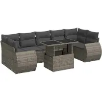 vidaXL 8-delige Loungeset met kussens poly rattan grijs