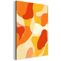 MuchoWow Aluminium schilderij 120x160 cm - Wanddecoratie metaal - Abstract - Vormen - Oranje - Metalen muurdecoratie woonkamer - Decoratie industrieel - Foto op dibond - Industriële accessoires slaapkamer