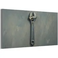 MuchoWow Aluminium schilderij 160x80 cm - Wanddecoratie metaal - Moersleutel - Gereedschap - Verf - Metalen muurdecoratie woonkamer - Decoratie industrieel - Foto op dibond - Industriële accessoires slaapkamer