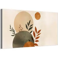 MuchoWow Aluminium schilderij 120x60 cm - Wanddecoratie metaal - Vormen - Rond - Bladeren - Beige - Metalen muurdecoratie woonkamer - Decoratie industrieel - Foto op dibond - Industriële accessoires slaapkamer