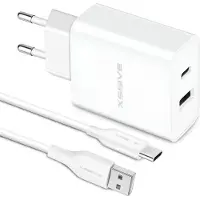 Xssive Snellader - 1 Meter - Geschikt voor iPhone 15, 16 en Samsung Galaxy - USB-C Adapter met USB-A naar USB C Kabel