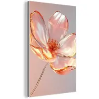 MuchoWow Aluminium schilderij 80x120 cm - Wanddecoratie metaal - Glazen - Bloem - Roze - Metalen muurdecoratie woonkamer - Decoratie industrieel - Foto op dibond - Industriële accessoires slaapkamer