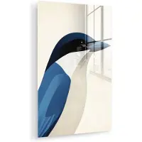 MuchoWow Glasschilderij 20x30 cm - Schilderij acrylglas - Illustratie - Blauw - Vogel - Foto op glas - Muurdecoratie woonkamer - Wanddecoratie slaapkamer - Schilderijen