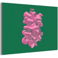 MuchoWow Aluminium schilderij 90x60 cm - Wanddecoratie metaal - Abstract - Pink - Lijnen - Groen - Metalen muurdecoratie woonkamer - Decoratie industrieel - Foto op dibond - Industriële accessoires slaapkamer