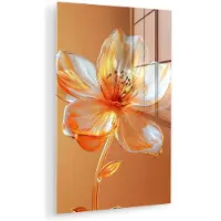 MuchoWow Glasschilderij 120x180 cm - Schilderij acrylglas - Glazen - Bloem - Oranje - Foto op glas - Muurdecoratie woonkamer - Wanddecoratie slaapkamer - Schilderijen