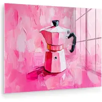 MuchoWow Glasschilderij 160x120 cm - Schilderij acrylglas - Roze - Verf - Coffee - Foto op glas - Muurdecoratie woonkamer - Wanddecoratie slaapkamer - Schilderijen