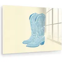 MuchoWow Glasschilderij 90x60 cm - Schilderij acrylglas - Illustratie - Cowboylaarzen - Patroon - Foto op glas - Muurdecoratie woonkamer - Wanddecoratie slaapkamer - Schilderijen