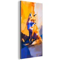 MuchoWow Aluminium schilderij 20x40 cm - Wanddecoratie metaal - Vos - Oranje - Vormen - Abstract - Metalen muurdecoratie woonkamer - Decoratie industrieel - Foto op dibond - Industriële accessoires slaapkamer