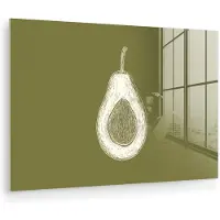 MuchoWow Glasschilderij 180x120 cm - Schilderij acrylglas - Avocado - Minimalistisch - Illustratie - Groen - Foto op glas - Muurdecoratie woonkamer - Wanddecoratie slaapkamer - Schilderijen