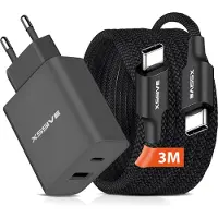 Xssive Snellader - 3 Meter - Geschikt voor iPhone 15, 16 en Samsung Galaxy - USB-C Adapter met USB C naar USB C Kabel