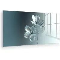 MuchoWow Glasschilderij 120x60 cm - Schilderij acrylglas - Kristal - Bloemen - Grijs - Foto op glas - Muurdecoratie woonkamer - Wanddecoratie slaapkamer - Schilderijen