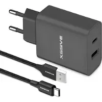 Xssive Snellader - 1 Meter - Geschikt voor iPhone 15, 16 en Samsung Galaxy - USB-C Adapter met USB-A naar USB C Kabel